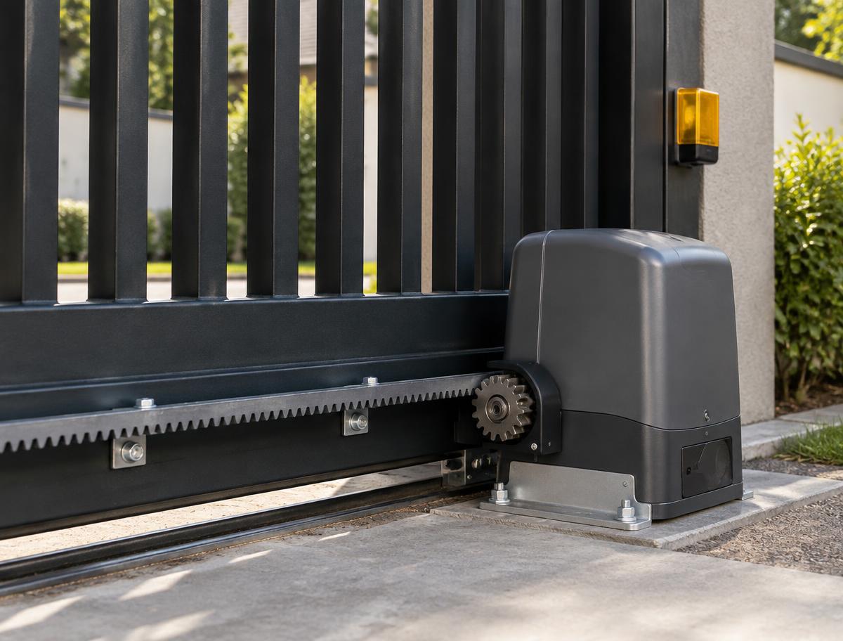 Motor instalado em portão eletrônico deslizante
